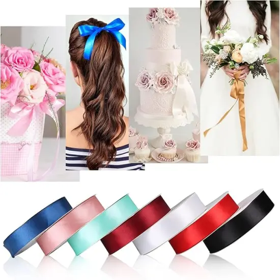 Satin Ribbon Solid Color Light Pink 1/4 inches X 50 Yards, Double Faced Polyester Fabric Ribbon for Gifts Wrapping, Wedding, Party, Hair, Crafts, Bows, DIY Decor Ornaments {4}
