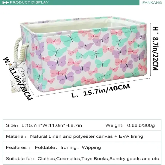 Rectangular Laundry Basket Nursery Storage Fabric Storage Bin Storage Hamper {2}