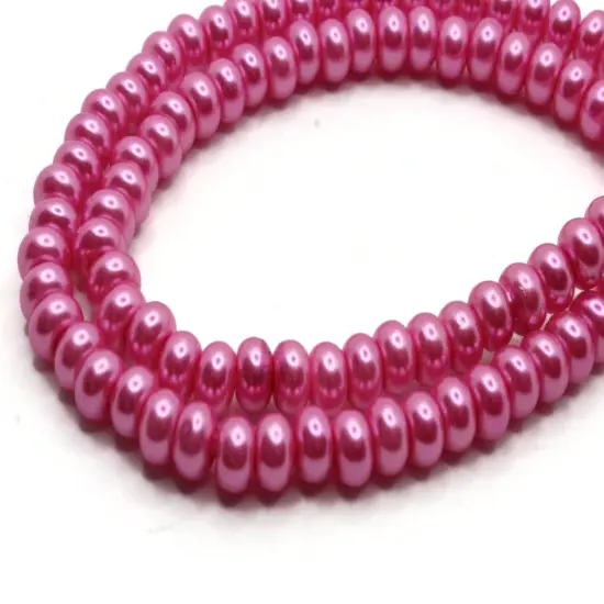 120 5mm Pink Glass Pearl Rondelle Beads {1}