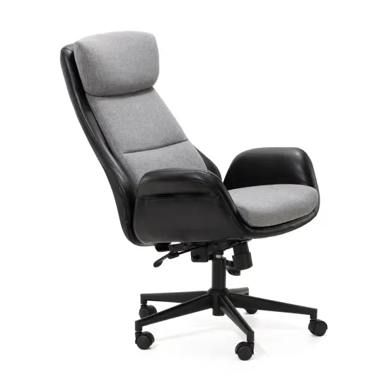 Mid-Century Modern Two-tone color Leatherette Adjustable Swivel High Back Office Chairs Black & gray {6}
