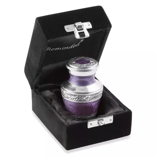 Keepsake Cremation Urn for Human Ashes, Lavender and Silver with Velvet Case {4}