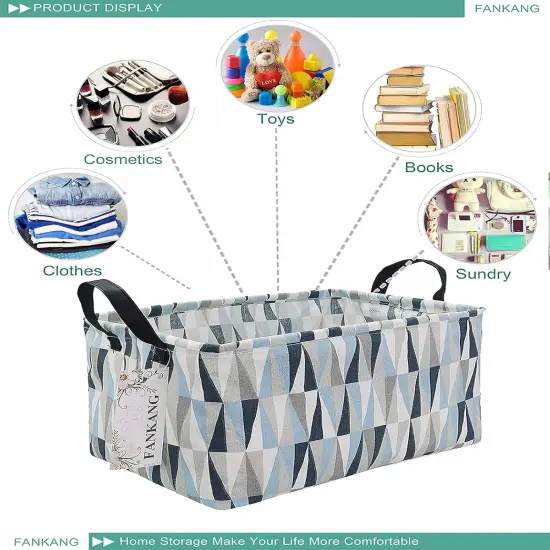 Nursery Hamper Canvas Laundry Basket Foldable with Waterproof PE Coating Large Storage Baskets {3}