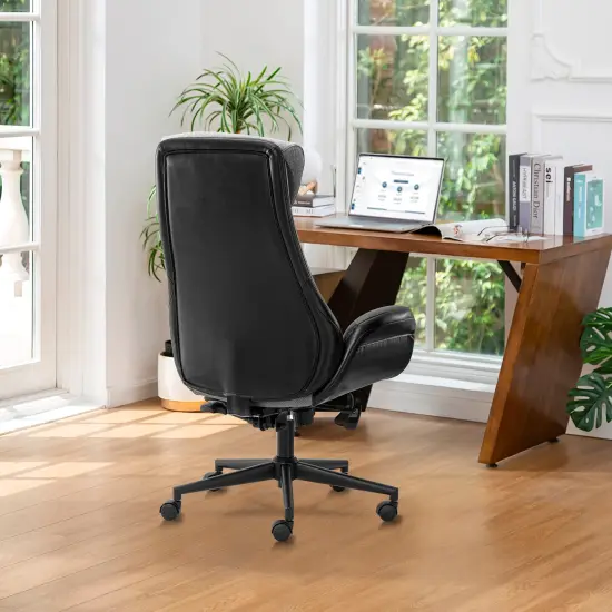 Mid-Century Modern Two-tone color Leatherette Adjustable Swivel High Back Office Chairs Black & gray {4}