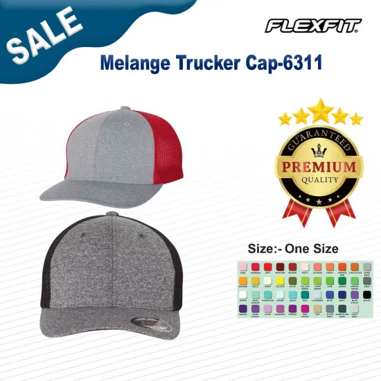 Flexfit&reg; Melange Trucker Cap D Heather Grey/Black {3}