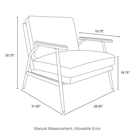 28"W Mid-century Modern Soft PU Leather Accent Armchair Set of 2-Black {6}