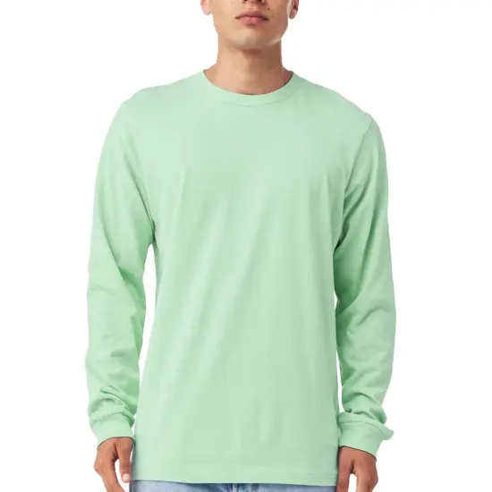 Bella + Canvas Long Sleeve T-Shirt, Men&rsquo;s Heavy Cotton Jersey Tee, Multicolor Mint {1}