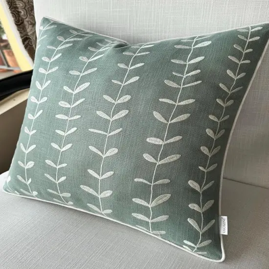 Hand Crafted Cotton Square Decorative Accent Throw Pillow Cover - for Master Bedroom, New Home, Anniversary, Farmhouse, Couch, Sofa - Lollipop-Light Teal, 18x18 Inches {2}