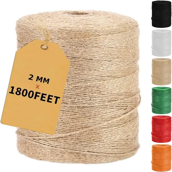 1800Feet Natural Jute Twine String, Bulk Hemp Jute Rope Cord Twine for Crafts Gardening, Gift Wrapping, Arts & Crafts, Wedding D&eacute;cor, Packing Material Burlap Ribbon, Christmas Twine {1}