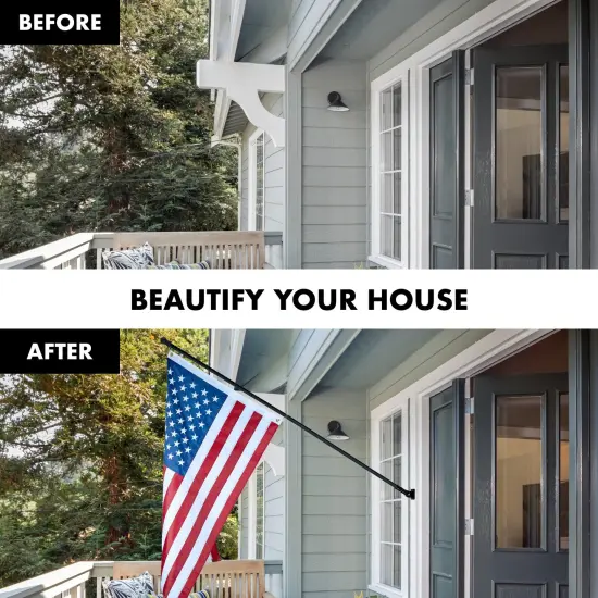 G128 - 5 Feet Tangle Free Spinning Flagpole (Black) American Flag Brass Grommets Embroidered 2.5x4 ft American Flag Brass Grommets (Flag Included) Aluminum Flag Pole {3}