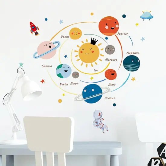Solar System Wall Stickers for Kids, Universe Space Wall Sticker, Planet Wall Decal, Space Wall Decor for Bedroom Classroom Playroom Nursery Birthday Gift Idea {5}