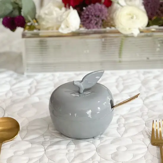 Enamel Apple Shaped Honey Dish Gold {5}