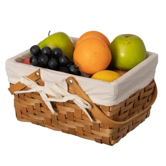 Double Handle Woodchip Basket with Liner - Perfect as Toy Organizer, Storing Fresh Fruits or Safeguarding Your Must-Have Beach Essentials for Unforgettable Holidays or Picnic Parties {8}