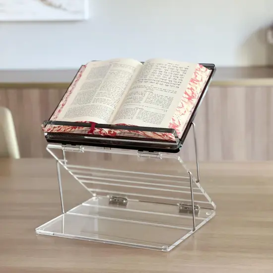 Lucite & Black Leatherette Tabletop Stand By Kinor Decor {6}