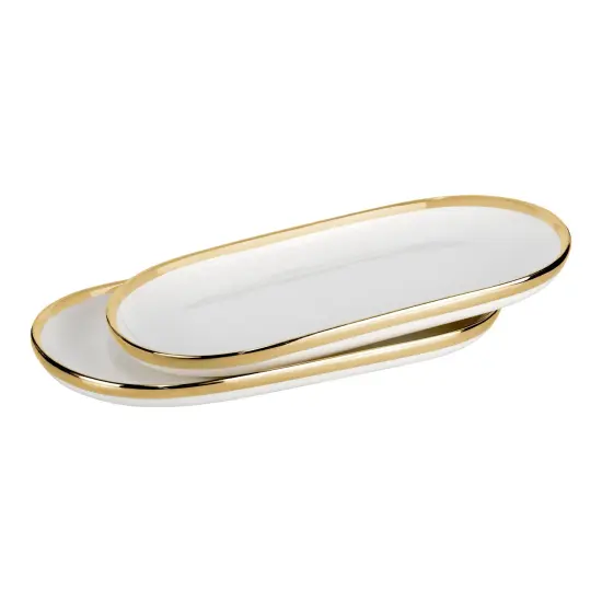 Porcelain Serving Platters White and Gold {1}