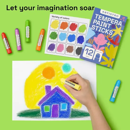 100% Washable Tempera Paint Sticks for Kids - 12 Non-toxic Paint Markers for Kids - Color Sticks with Twist Design {2}
