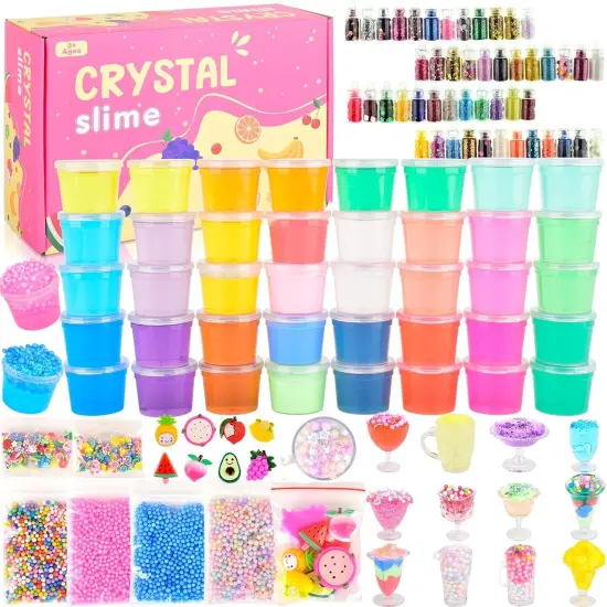 Fruit Slime Kit for Girls, Slime Gift for Ages 6+ Kids Fun Slime Making Kit Awesome Craft Toy Birthday Present Ideas, Christmas Party Favors, Peach Charms, Fruit Scented DIY Slime Supplies. {1}