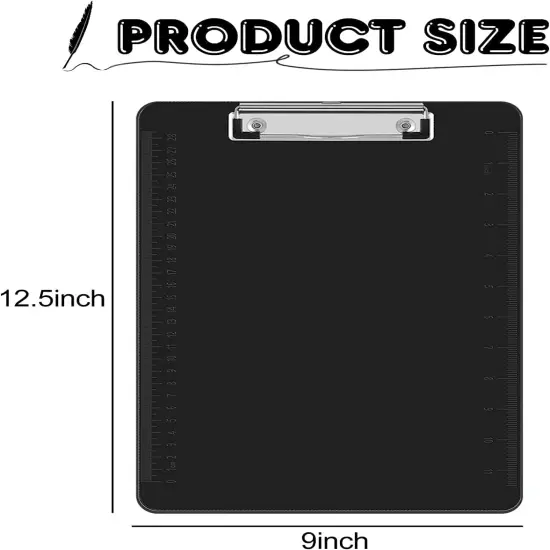 Clipboards, 15 Pack Plastic Office Clipboards, Black Color Plastic Clipboards, Low Profile Clip Standard A4 Letter Size, Size 12.5 x 9 Inch {2}