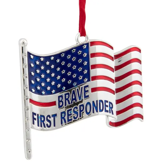 Northlight US First Responders Christmas Ornament with European Crystals - 6.25" Silver {3}