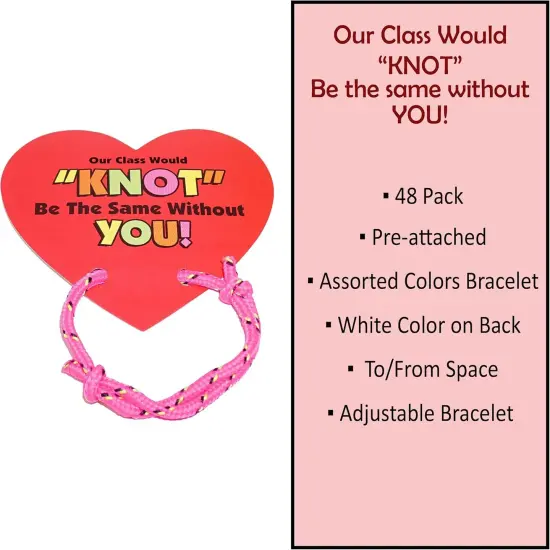 4E's Novelty 48 Pack Friendship Bracelet with Valentines Cards for Kids {2}