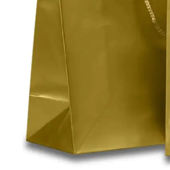 Compact and Durable Glossy Paper Euro Totes 8'' x 4'' x 10'' Non-Metallic Gold {5}