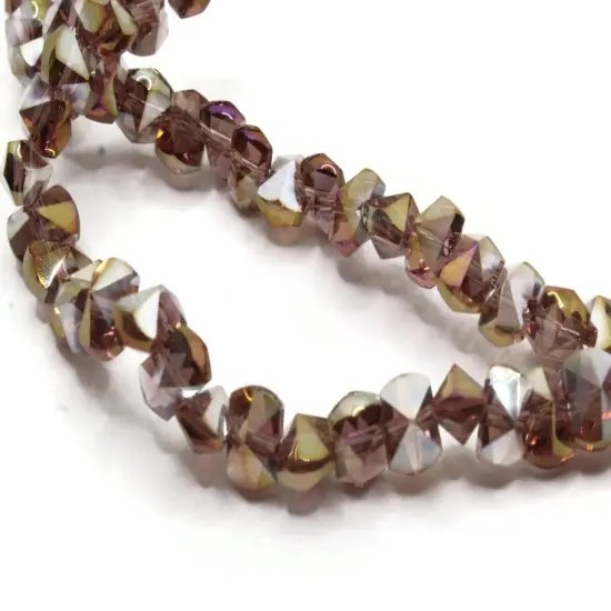 98 6mm Purple Faceted Oval Diamond Glass Beads {1}