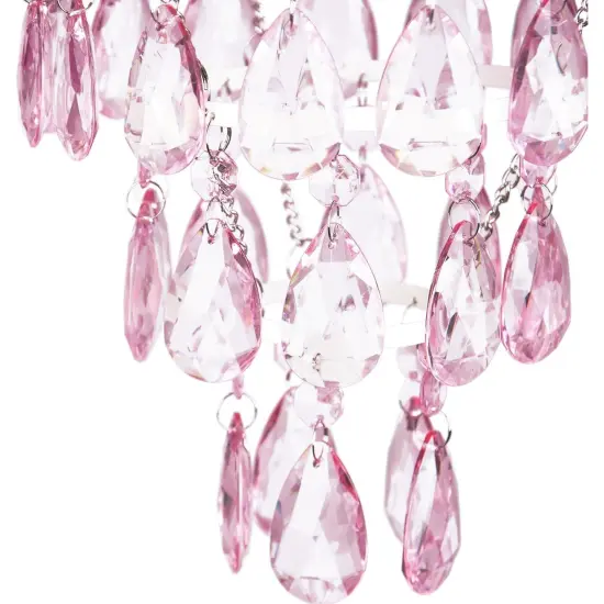 Tadpoles Pendant Chandelier - Pink Sapphire | 12" x 12" x 20" | Hardwired Installation | Uses One Medium-Base E26 Light Bulb - 40 Watts Max | Features a Metal Frame with Acrylic Beading & Dangles {2}