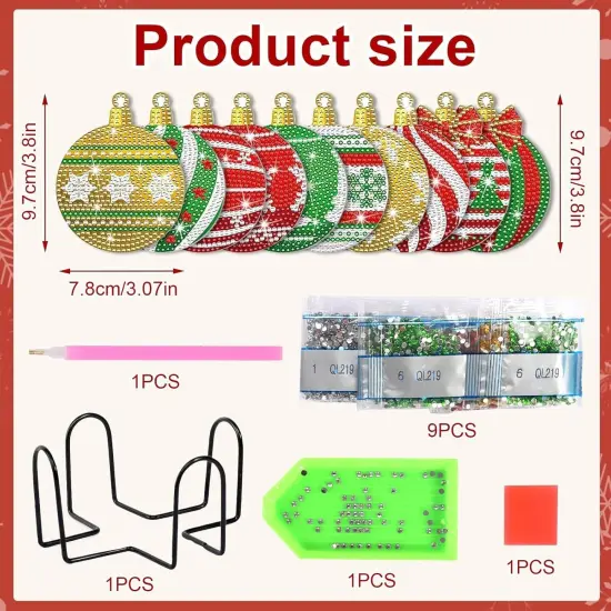 10pcs Christmas Diamond Art Coasters Kit, 5D Christmas Diamond Painting Kits {2}
