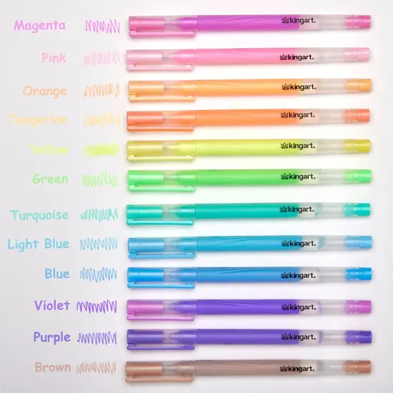 KINGART&reg; Gel Pens 12 Pastel Colors {6}