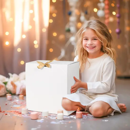 8Pack Large Gift Boxes with Lids, 12x12x5 Inches Bridesmaid Proposal Box With Ribbon, White Boxes For Gifts, Paper Gift Box For Presents, Wedding, Bridal Shower, Birthday Party {4}