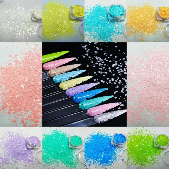 Color Solvent-Resistant Chunky Nail Glitter Mix Hexagon Flake Sequin {1}