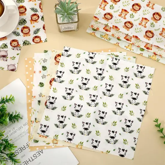 12Pcs Safari Cotton Fabric Bundles Watercolor Safari Animals Printed Fabric,10 x 10 in {3}