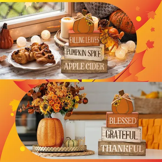 4 Pcs Fall Thanksgiving Tabletop Sign Decor {5}