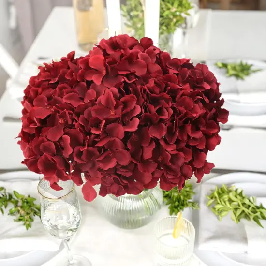 Burgundy Artificial Flower Bouquets - 10pcs Heads {4}