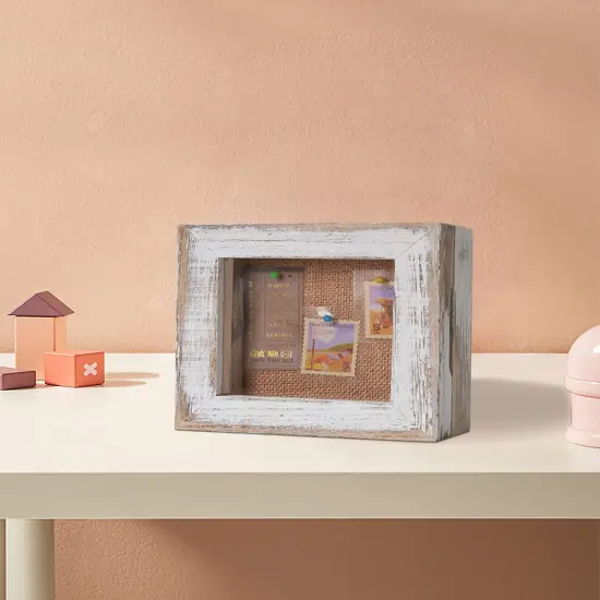 Tiny Shadow Box, Square Display Size 3x3 Shadow Box Frame with Glass, Small Shadow Box Display Case with Door for Shells Taxidermy Keepsake Photos Tickets Coins-Vintage White {5}
