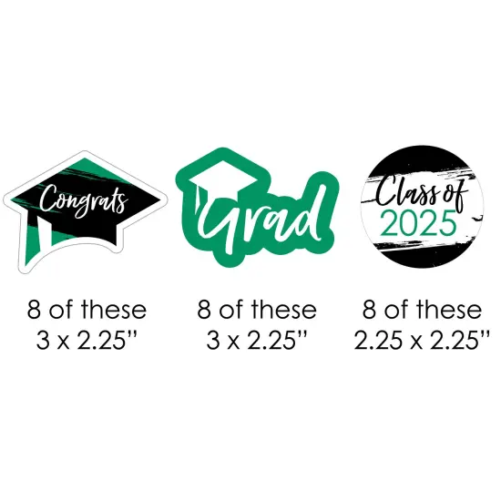 Big Dot of Happiness Green 2025 Graduation Paper Straw Decor - Party Striped Decorative Straws - Set of 24 {3}