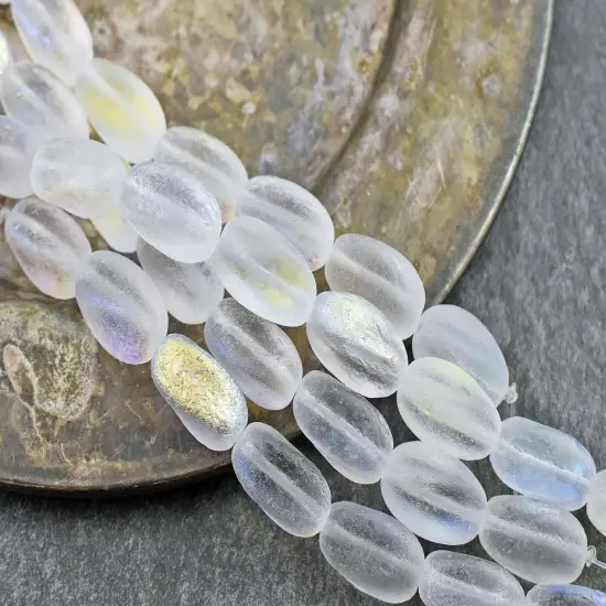 *8* 10x15mm Etched Crystal AB Twisted Rectangle Beads {3}