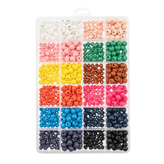 John Bead 840-Piece Assorted Wood Bead Jewelry Making Beads Box Assorted Colors {1}