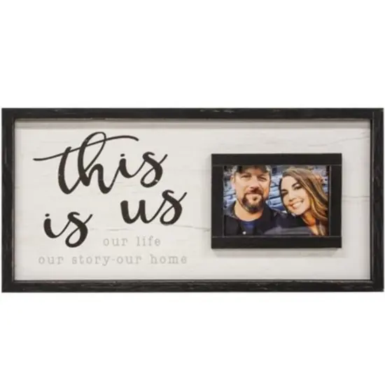 This Is Us Framed Sign With Picture Frame 12x24 {1}