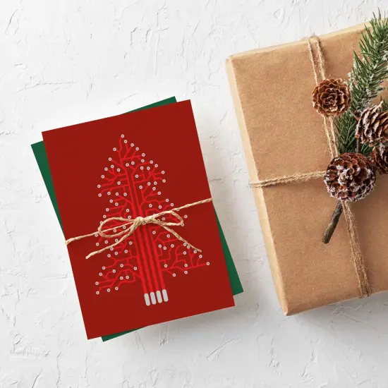 Tech-Themed Christmas Greeting Cards Boxed Set &ndash; 24 Holiday Notecards with Circuit Board Tree Design, Perfect for Engineers, Programmers, and Tech Enthusiasts {2}