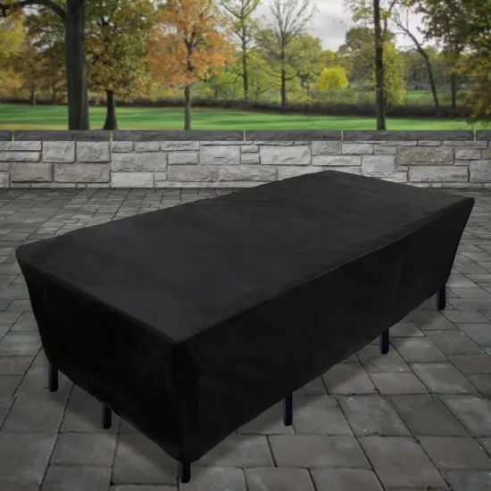 108" Black Patio Furniture Cover- Waterproof with Rope and Metal Buckles {3}