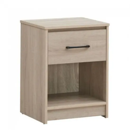 Wooden End Side Table Nightstand with Drawer Storage Shelf Black {8}