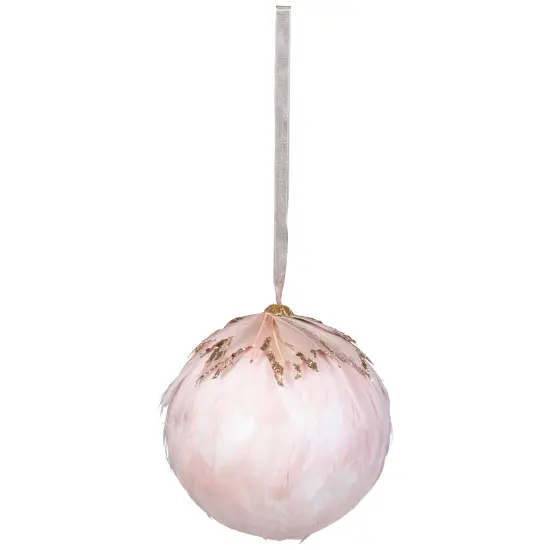 Northlight Glitter Feather Hanging Christmas Ball Ornament - 8" - Pink {3}