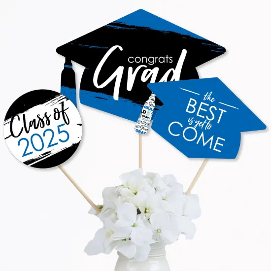 Big Dot of Happiness Blue 2025 Graduation Party Centerpiece Sticks - Table Toppers - Set of 15 {4}