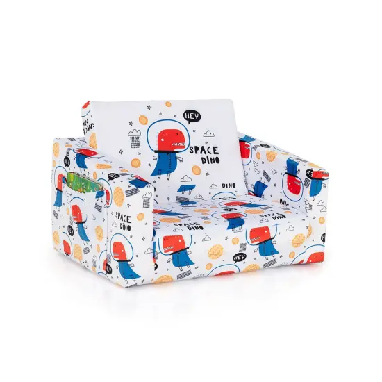 2-in-1 Convertible Kids Sofa with Velvet Fabric White {7}