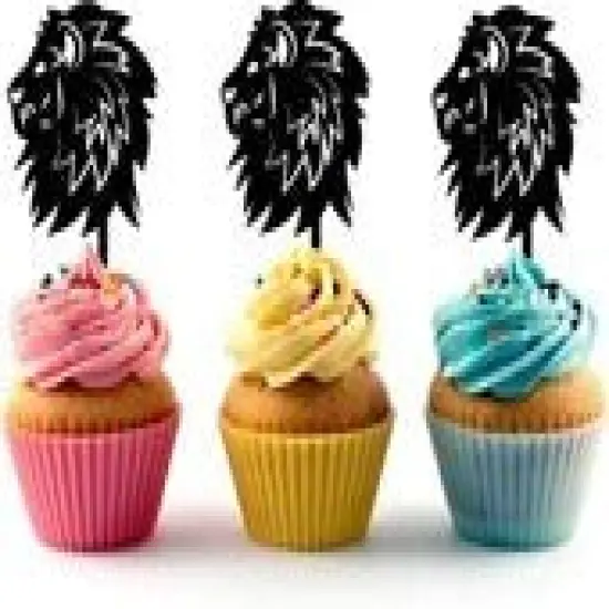 LionProfile Silhouette Acrylic Cupcake Toppers 12 pcs {1}