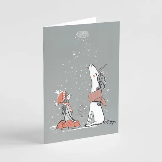 Magical Unicorn Christmas Greeting Cards Boxed Set of 24 Holiday Notecards Featuring Enchanting Unicorn and Child Design, Perfect for Kids, Girls, and Whimsical Festive Wishes {6}