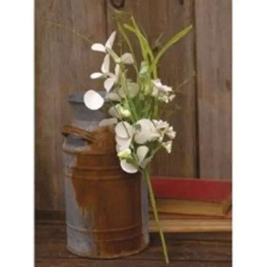 18&rdquo;High White Wild Flowers and Silver Dollar Pick with Green Paper-Wrapped Stem {2}