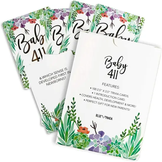 100-Cards Floral Baby Shower Party Trivia Card Game, Double Sided, 2.5 X 3.5 inches {4}