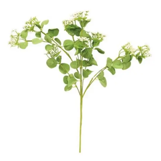 18 Inch Artificial Queen Ann&rsquo;s Lace Spray with Green Leaves and Faux Floral Stem for Home Decor Cream {1}
