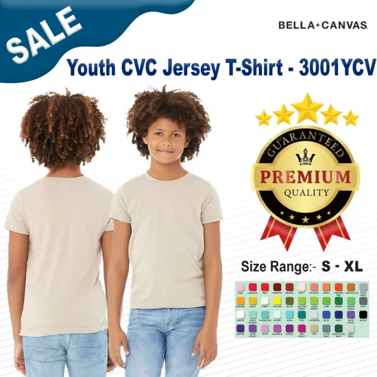 Bella + Canvas&reg; Youth CVC Jersey Crewneck Short Sleeve T-Shirt BLACK HEATHER {2}